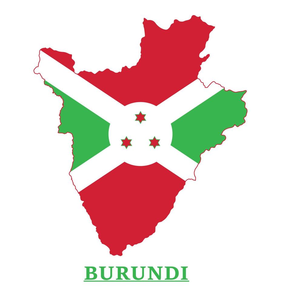 Burundi nationaal vlag kaart ontwerp, illustratie van Burundi land vlag binnen de kaart vector