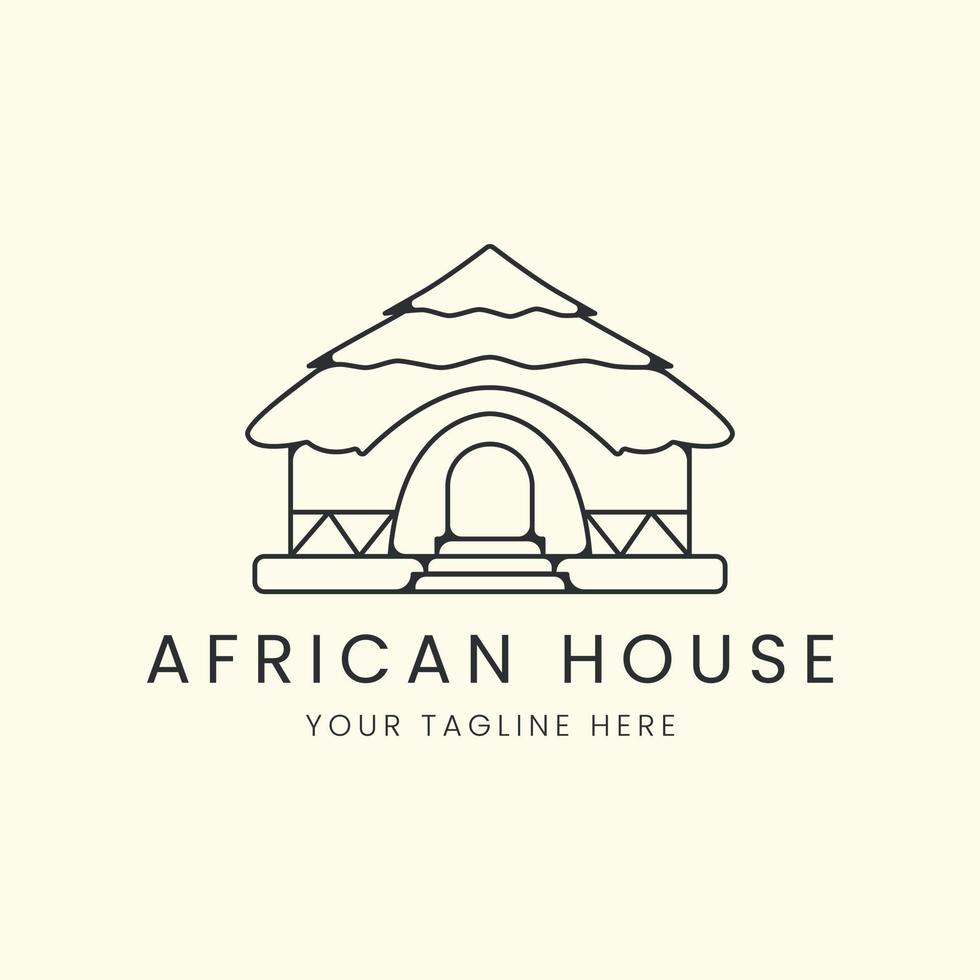 Afrikaanse huis met lijn kunst stijl logo vector illustratie icoon sjabloon ontwerp