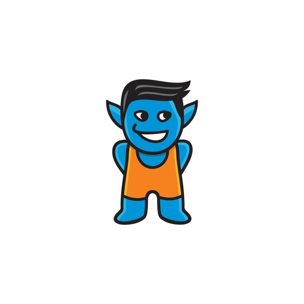 blauw jongen illustratie mascotte ontwerp vector