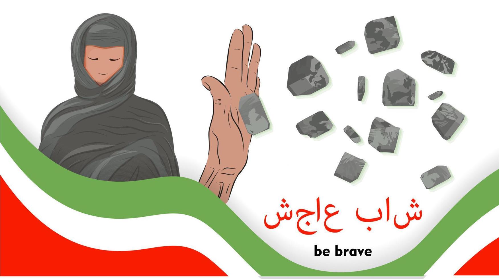 poster tegen vervelend de hijaab, Iraans protest. vrouwen protest in iran. vector