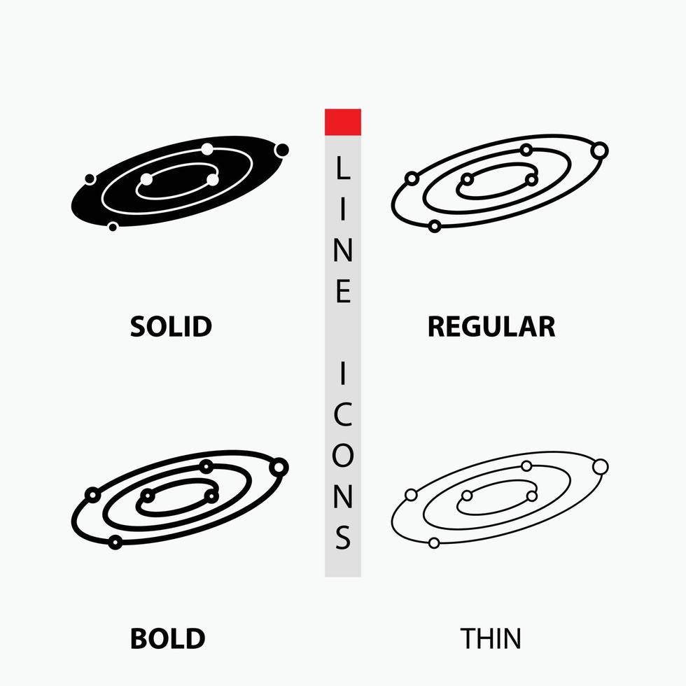 heelal. astronomie. planeten. systeem. universum icoon in dun. normaal. stoutmoedig lijn en glyph stijl. vector illustratie