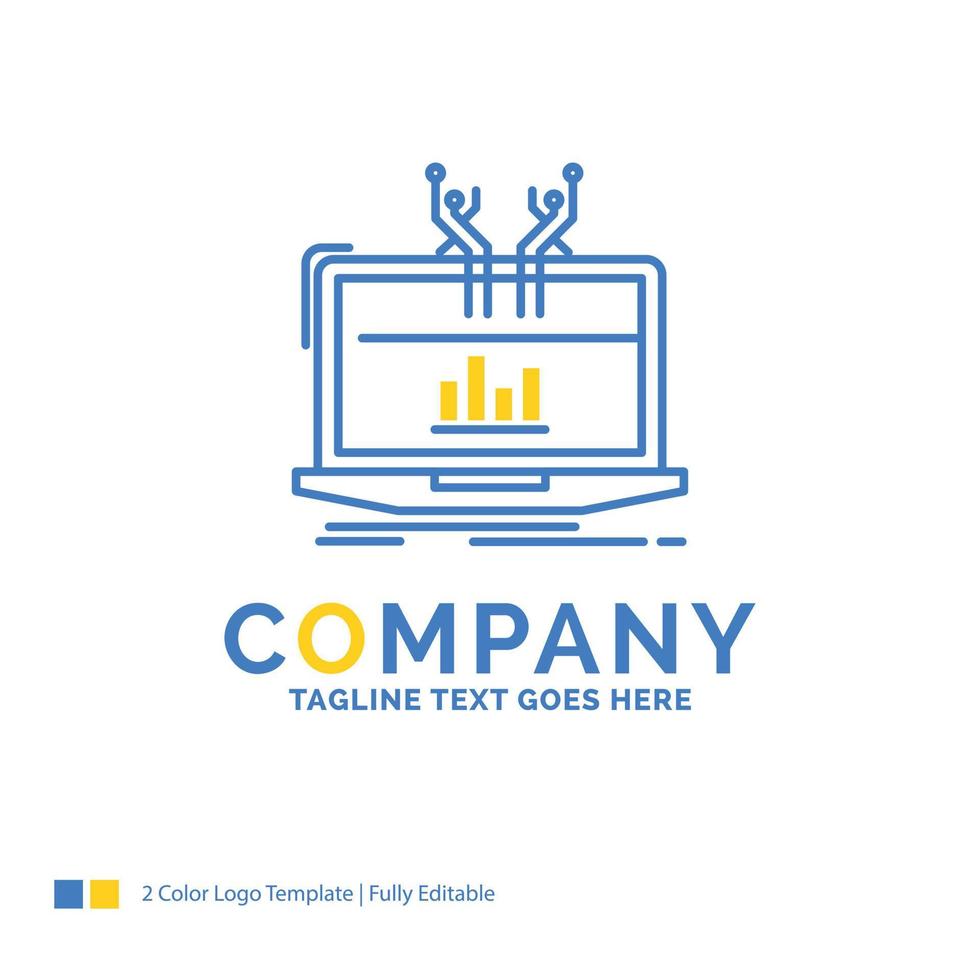analyse. analytisch. beheer. online. platform blauw geel bedrijf logo sjabloon. creatief ontwerp sjabloon plaats voor slogan. vector