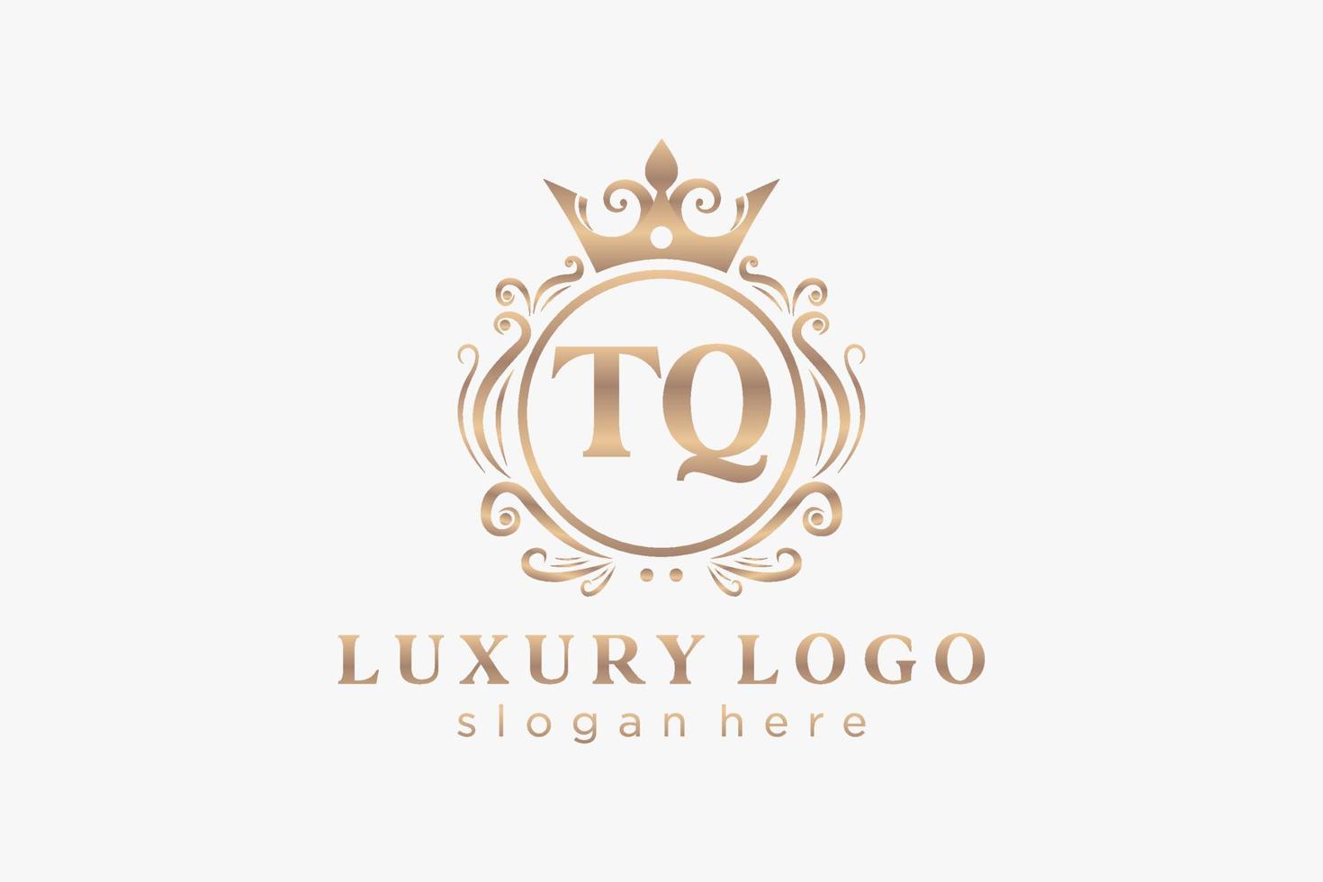 eerste tq brief Koninklijk luxe logo sjabloon in vector kunst voor restaurant, royalty, boetiek, cafe, hotel, heraldisch, sieraden, mode en andere vector illustratie.