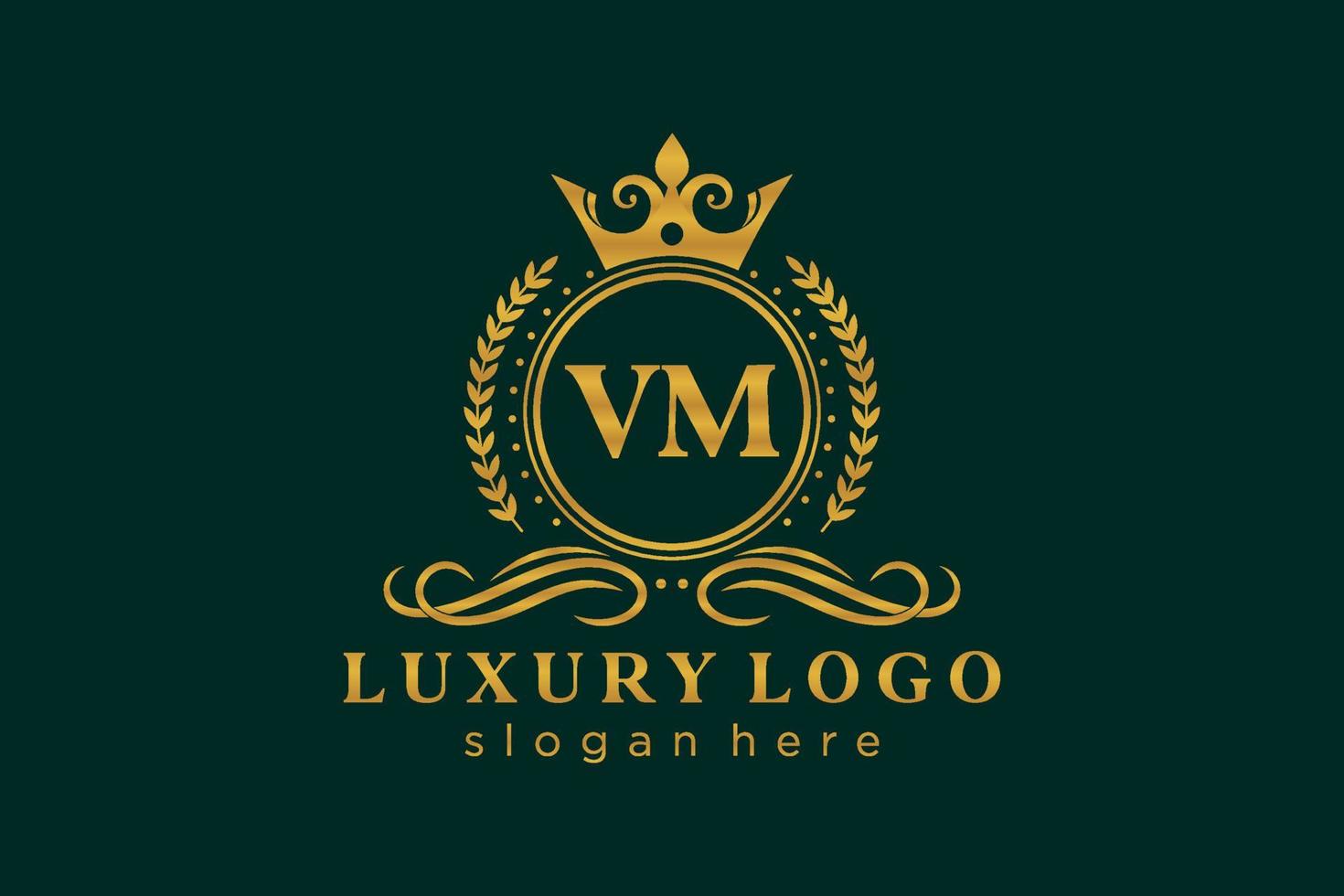 eerste vm brief Koninklijk luxe logo sjabloon in vector kunst voor restaurant, royalty, boetiek, cafe, hotel, heraldisch, sieraden, mode en andere vector illustratie.