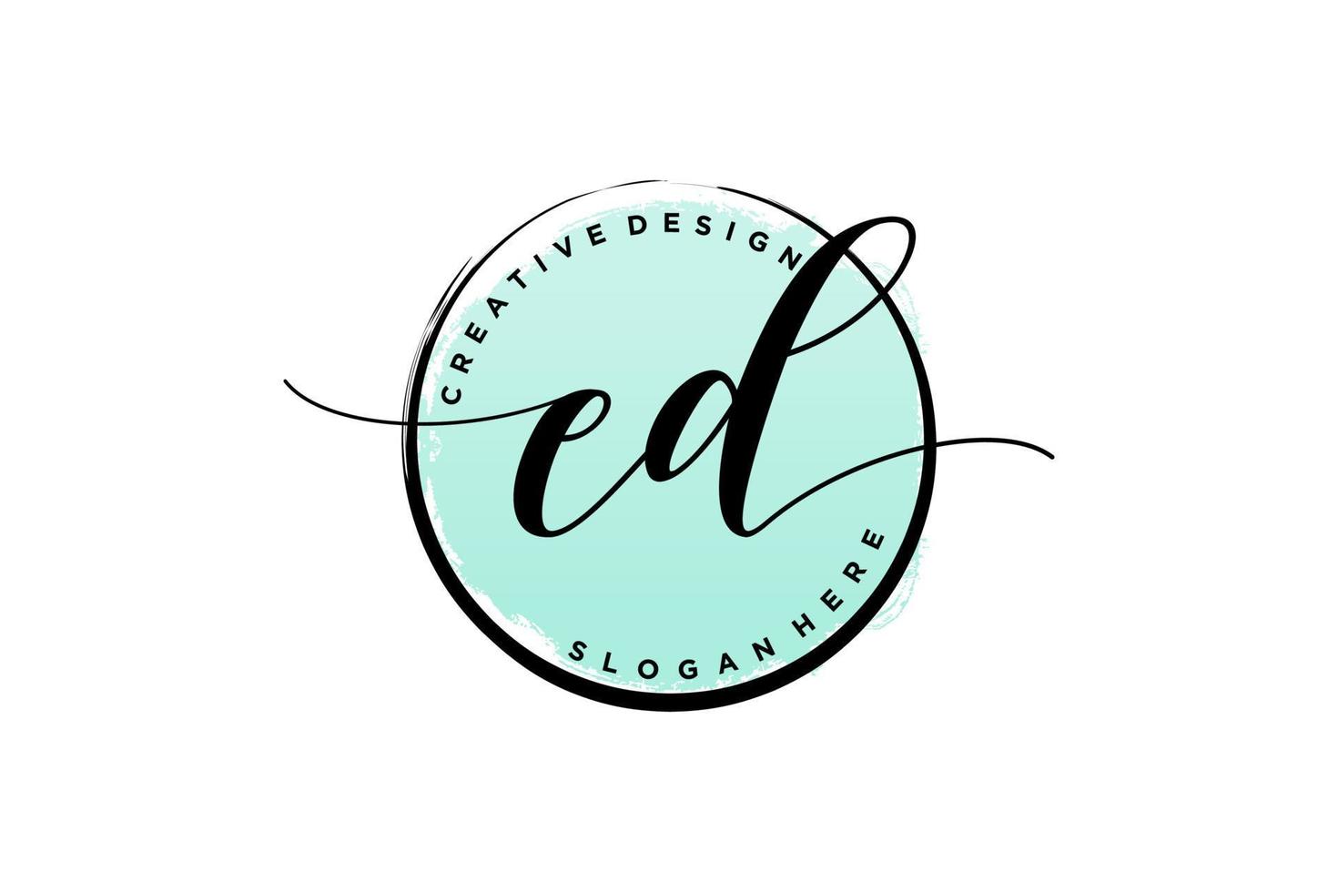 eerste ed handschrift logo met cirkel sjabloon vector handtekening, bruiloft, mode, bloemen en botanisch met creatief sjabloon.