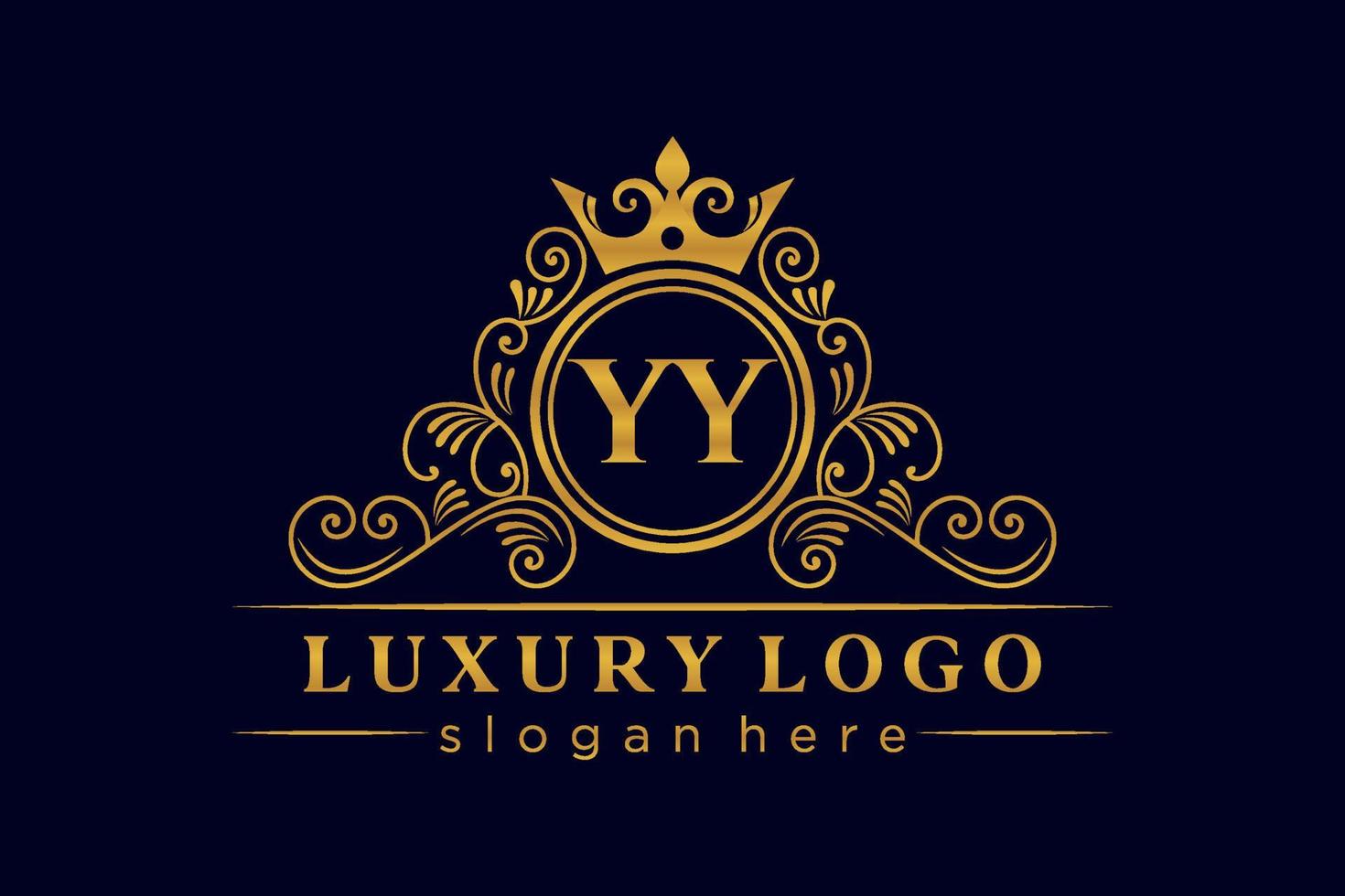 yy eerste brief goud kalligrafische vrouwelijk bloemen hand- getrokken heraldisch monogram antiek wijnoogst stijl luxe logo ontwerp premie vector