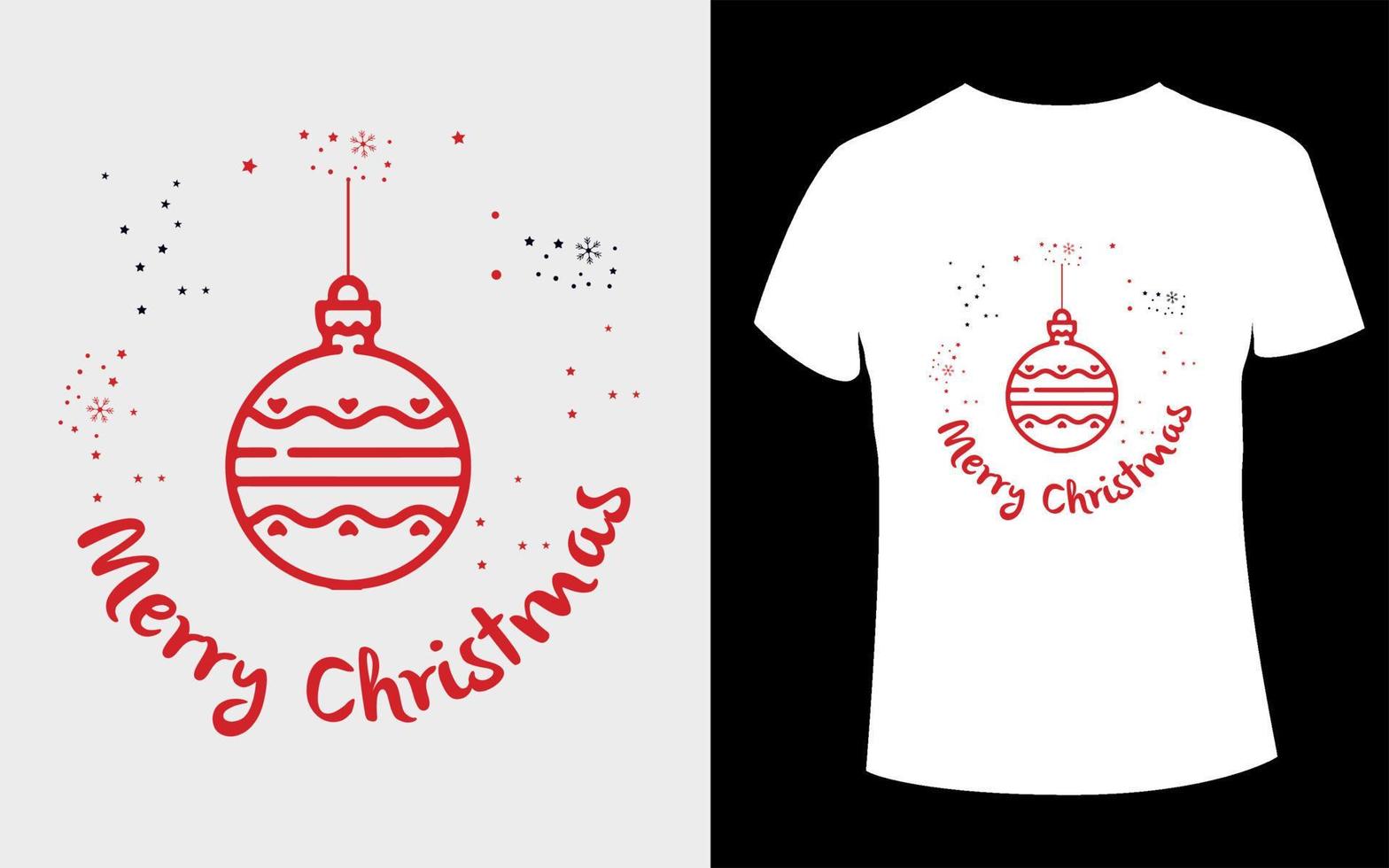 Kerstmis t-shirt ontwerp met bewerkbare Kerstmis bal vector
