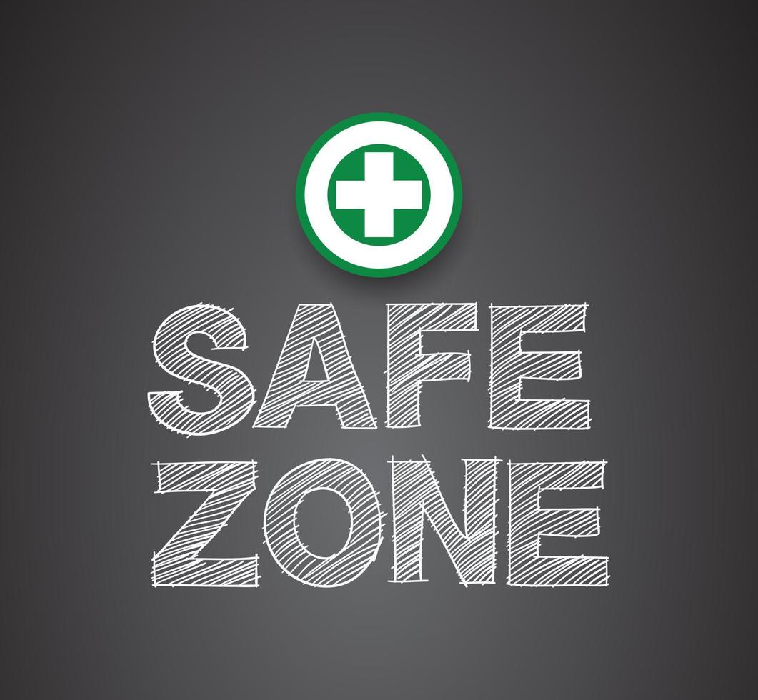 veilig zone handgeschreven stijl, veiligheid eerste concept, vector illustratie