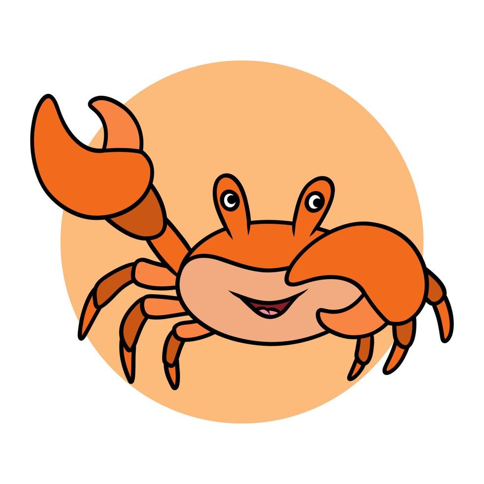 krab illustratie karakter tekenfilm. zeevruchten logo. marinier schattig dier icoon symbool vector