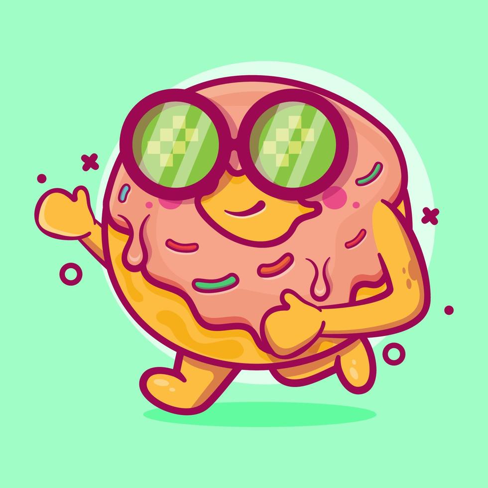 schattig donut voedsel karakter mascotte rennen geïsoleerd tekenfilm in vlak stijl ontwerp vector