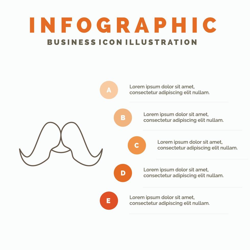 snor. hipster. verhuizer. mannetje. mannen infographics sjabloon voor website en presentatie. lijn grijs icoon met oranje infographic stijl vector illustratie