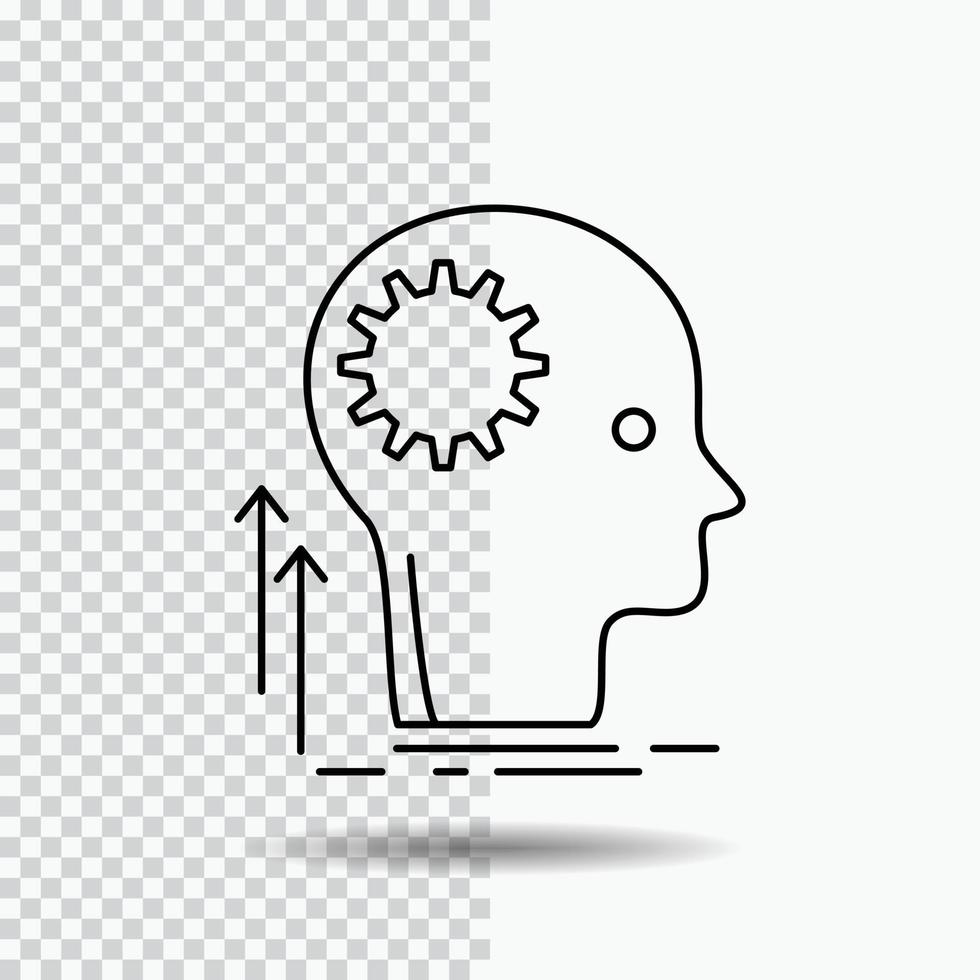 verstand. creatief. denken. idee. brainstorming lijn icoon Aan transparant achtergrond. zwart icoon vector illustratie