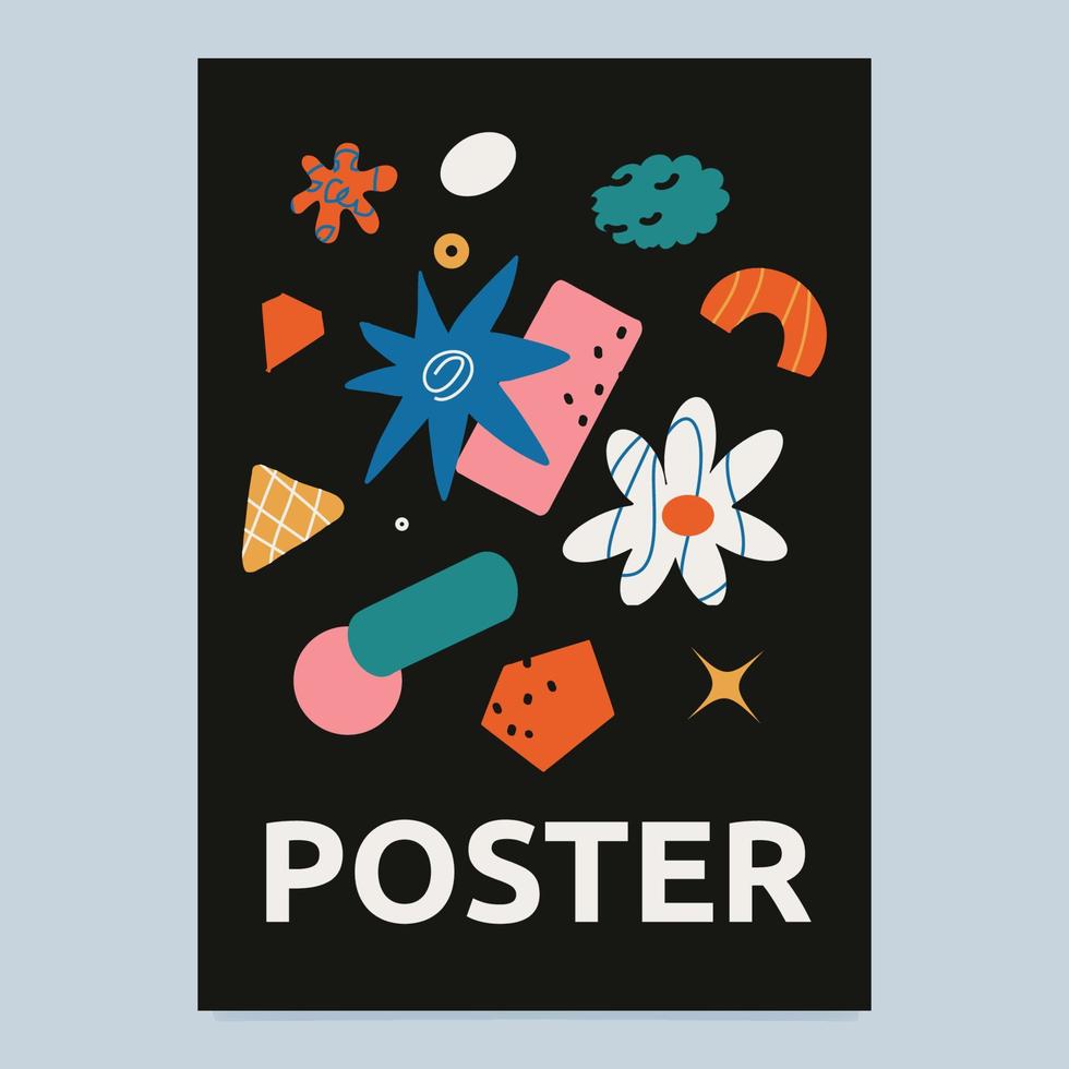modieus abstract poster met gemakkelijk getextureerde vormen. vector