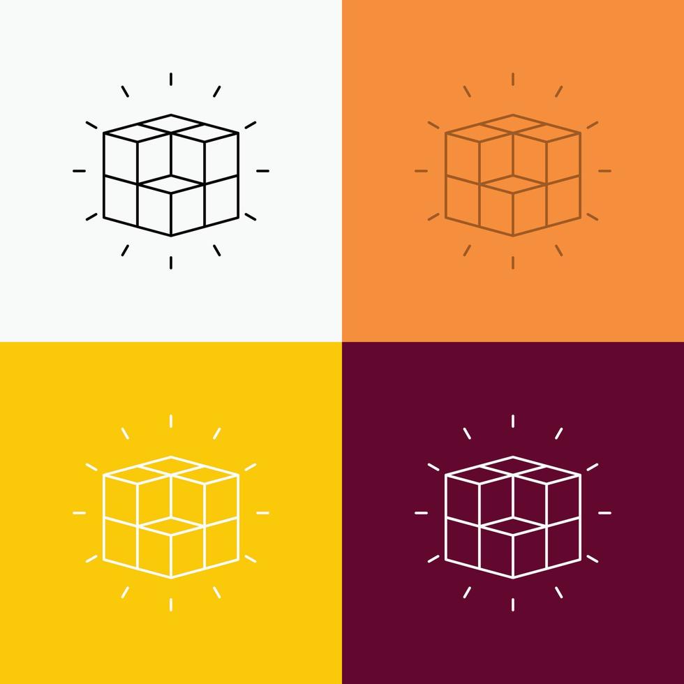 doos. labyrint. puzzel. oplossing. kubus icoon over- divers achtergrond. lijn stijl ontwerp. ontworpen voor web en app. eps 10 vector illustratie
