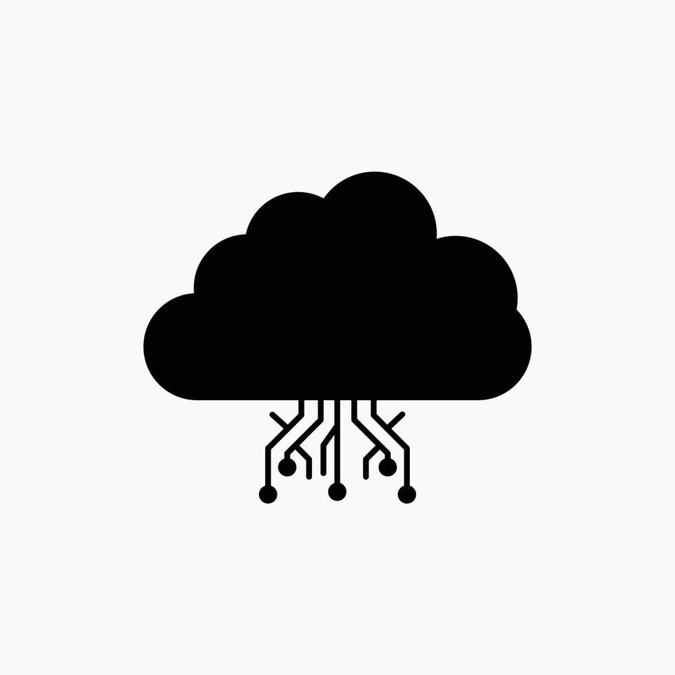 wolk. computergebruik. gegevens. hosten. netwerk glyph icoon. vector geïsoleerd illustratie