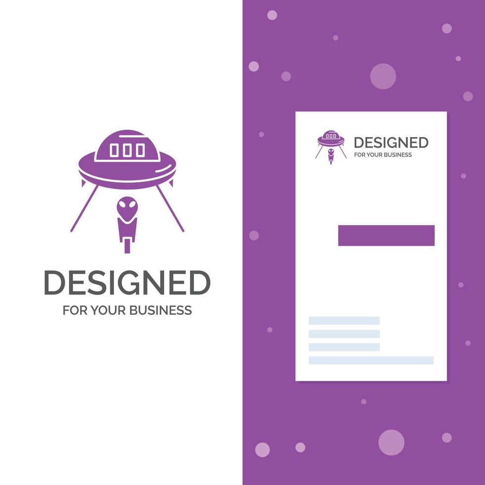 bedrijf logo voor buitenaards wezen. ruimte. ufo. ruimteschip. Mars. verticaal Purper bedrijf .bezoeken kaart sjabloon. creatief achtergrond vector illustratie