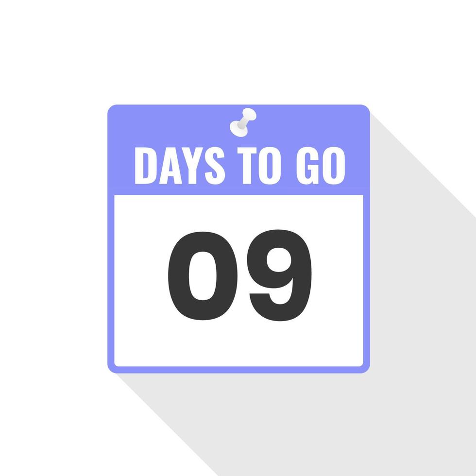 9 dagen links countdown verkoop icoon. 9 dagen links naar Gaan promotionele banier vector