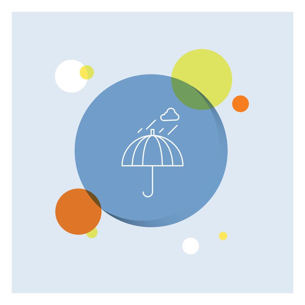 paraplu. camping. regen. veiligheid. weer wit lijn icoon kleurrijk cirkel achtergrond vector