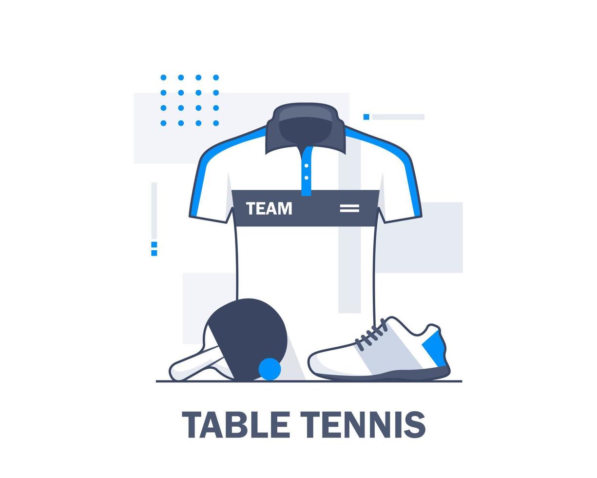 tafel tennis kleren en uitrusting, plat ontwerp icoon vector illustratie