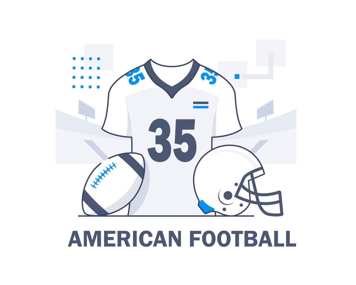 Amerikaans Amerikaans voetbal kleding en schoenen, plat ontwerp icoon vector illustratie