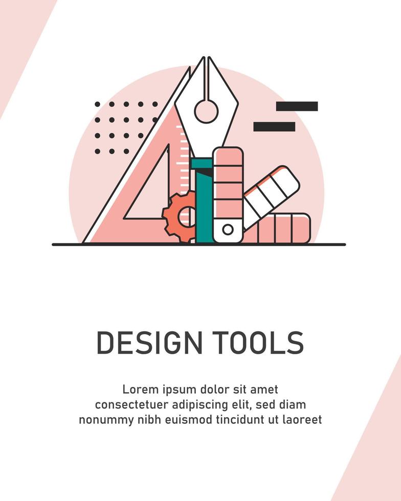 ontwerp gereedschap, web ontwikkeling concept, grafisch ontwerp workflow proces, plat ontwerp icoon vector illustratie