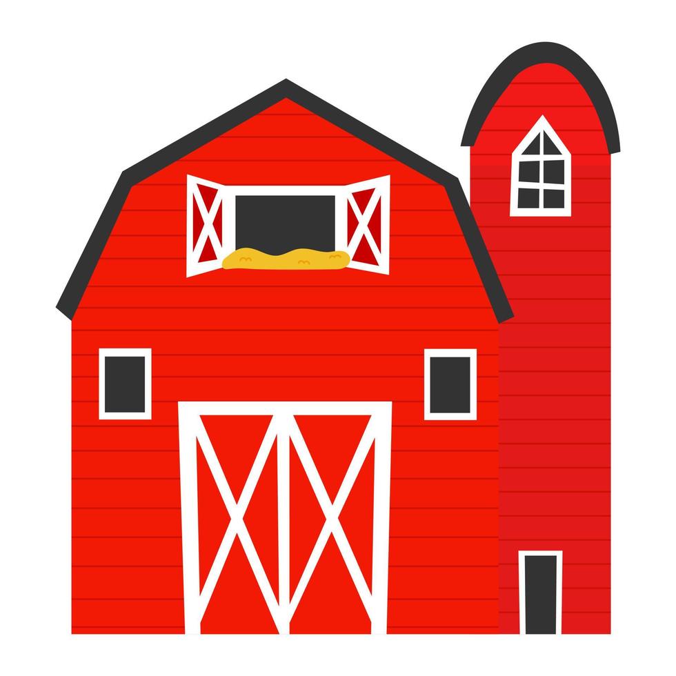 rood schuur in tekenfilm stijl geïsoleerd Aan wit achtergrond, boerderij dier, landelijk levensstijl concept voor kinderen boeken of posters vector