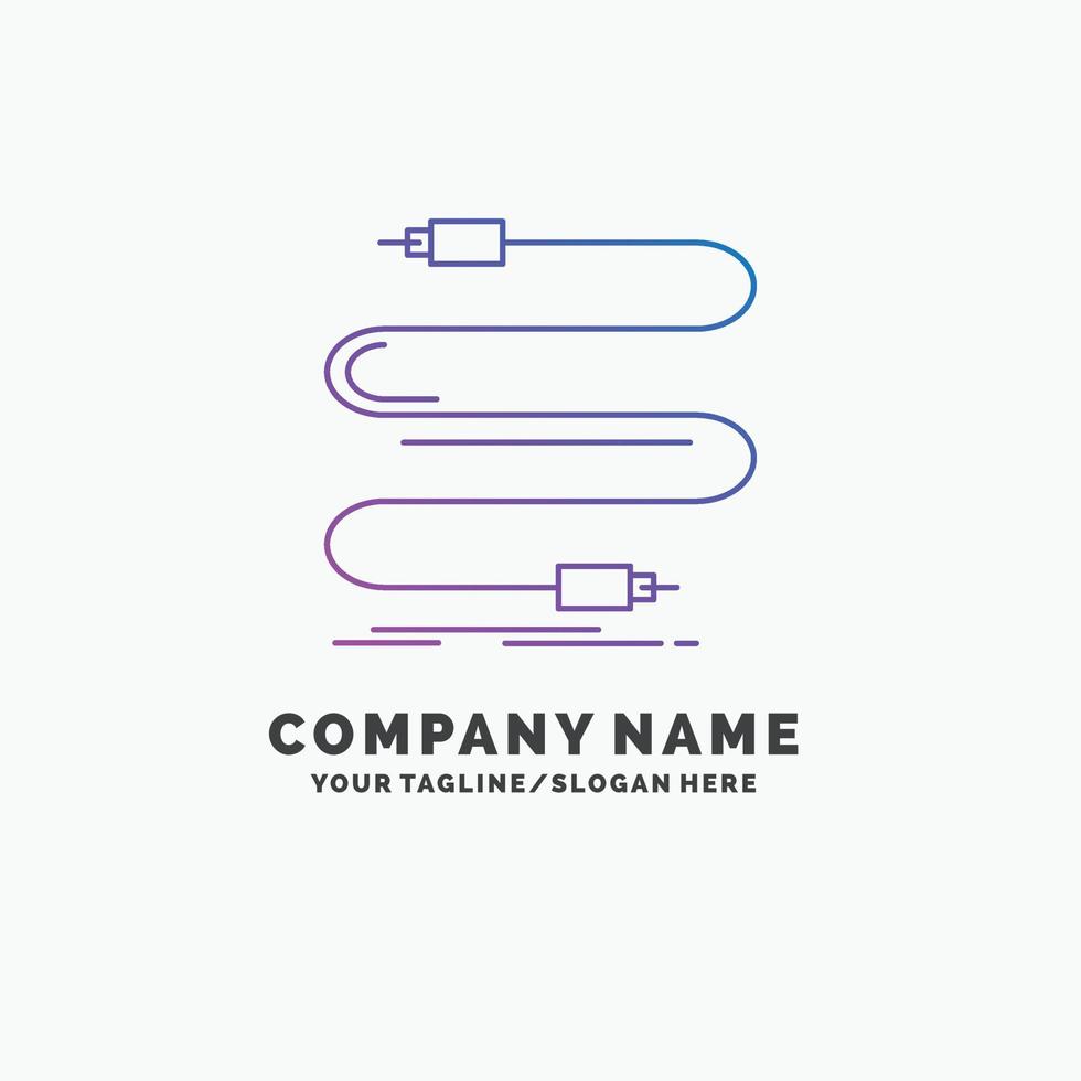 geluid. kabel. koord. geluid. draad Purper bedrijf logo sjabloon. plaats voor slogan vector