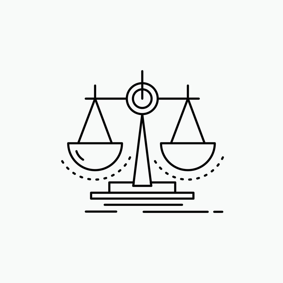 evenwicht. beslissing. gerechtigheid. wet. schaal lijn icoon. vector geïsoleerd illustratie
