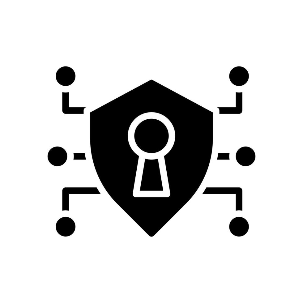 beveiligen gegevens zwart glyph icoon. beschermen persoonlijk informatie van kwaadaardig gevaren. cyberbeveiliging. silhouet symbool Aan wit ruimte. solide pictogram. vector geïsoleerd illustratie