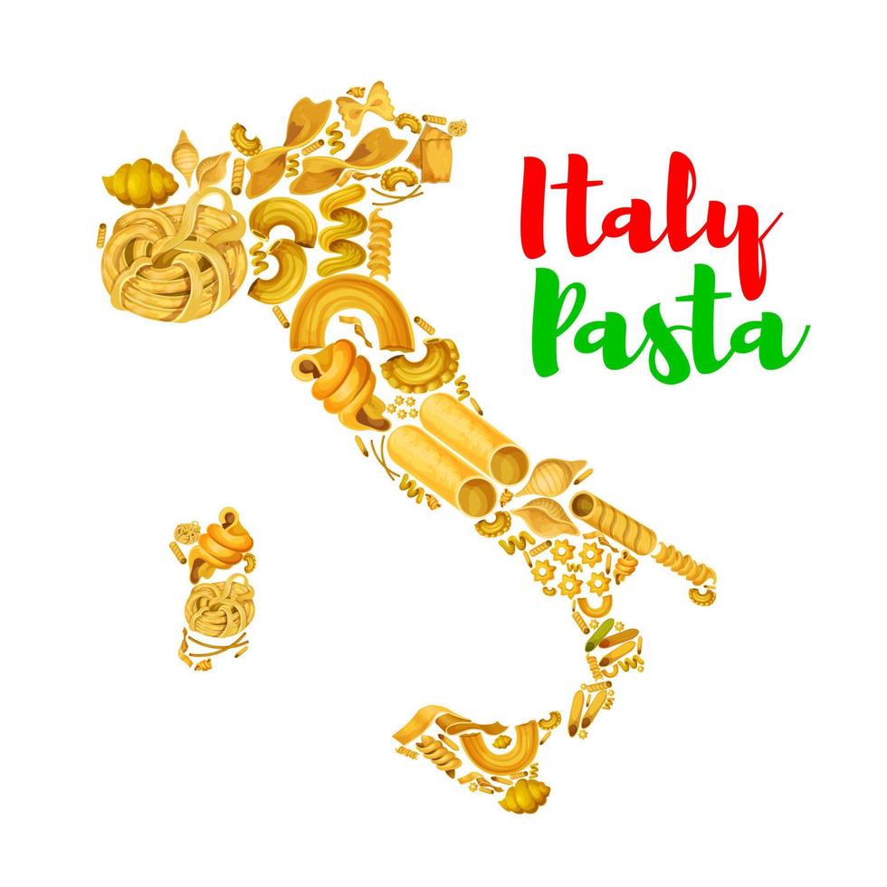 pasta in kaart van Italië vector poster