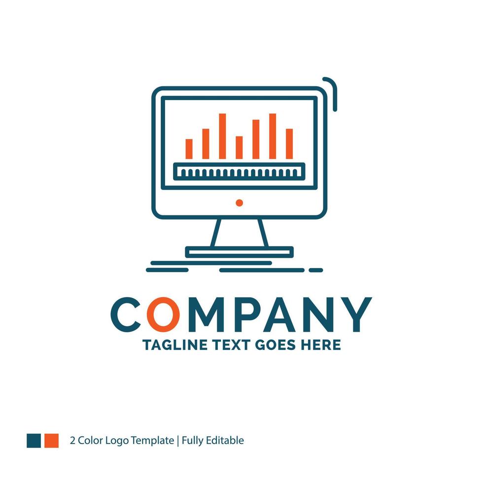 analyses. verwerken. dashboard. gegevens. statistieken logo ontwerp. blauw en oranje merk naam ontwerp. plaats voor slogan. bedrijf logo sjabloon. vector