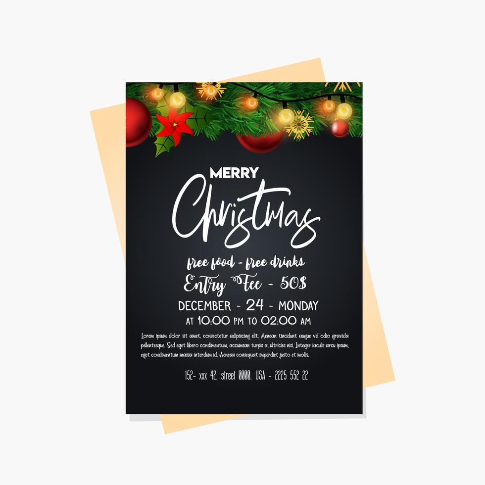 Kerstmis partij kaarten en poster vector