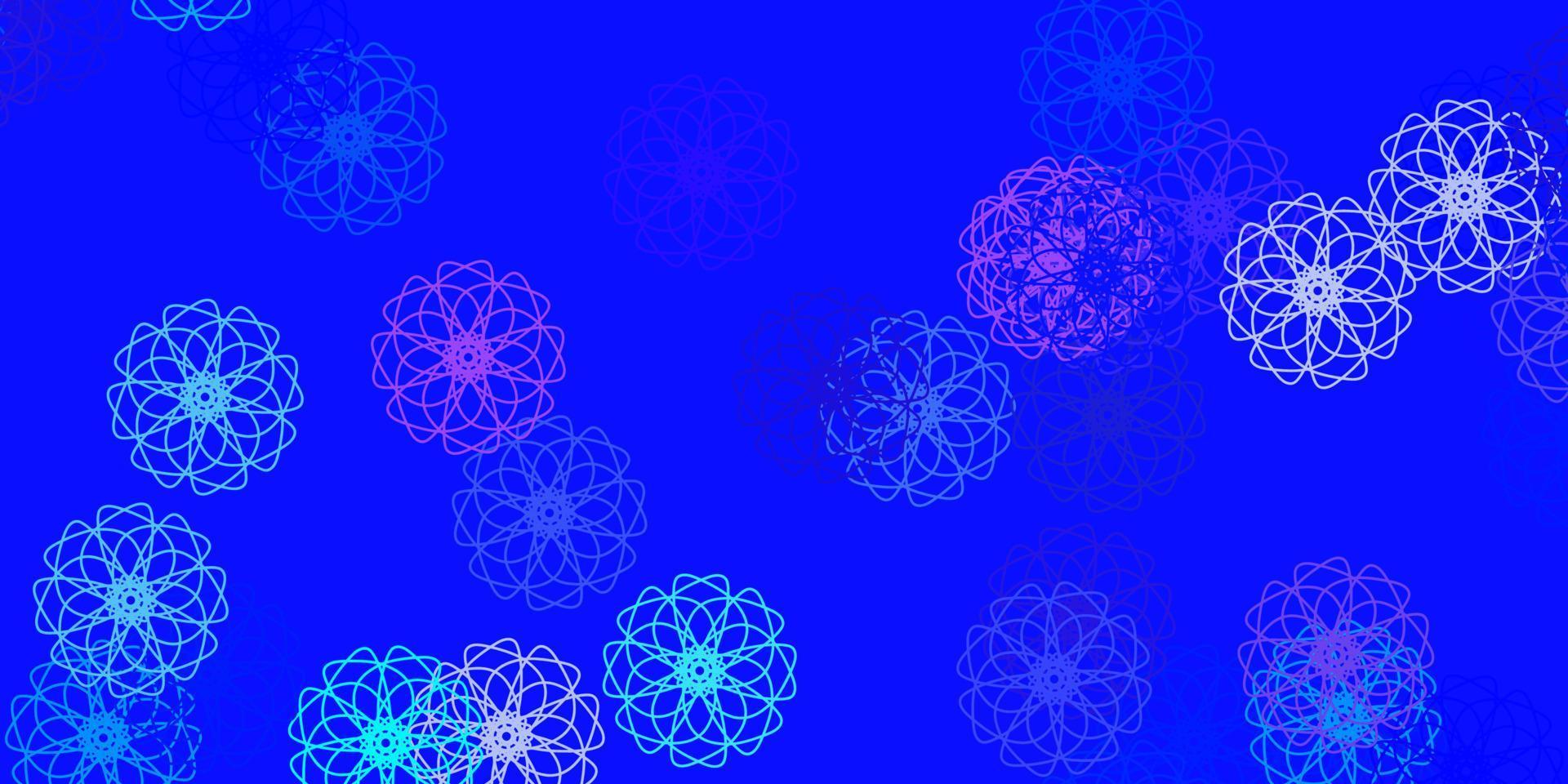 lichtroze, blauw vector natuurlijk kunstwerk met bloemen.