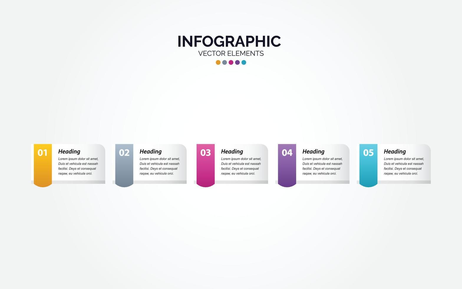 horizontaal infographic ontwerp sjabloon. creatief concept met 5 stappen. kan worden gebruikt voor workflow indeling. diagram. spandoek. webdesign. vector illustratie