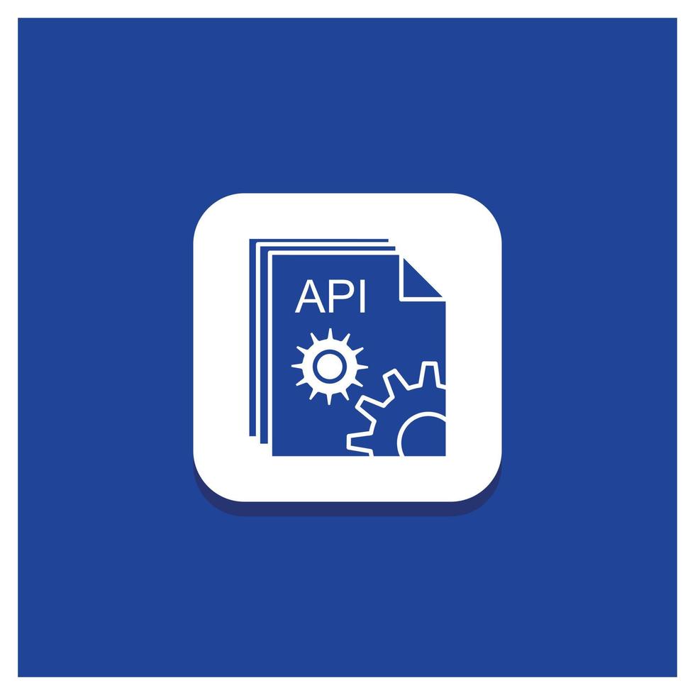 blauw ronde knop voor api. app. codering. ontwikkelaar. software glyph icoon vector