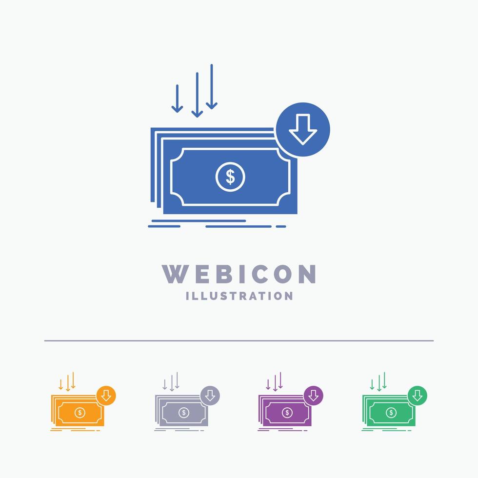 bedrijf. kosten. snee. kosten. financiën. geld 5 kleur glyph web icoon sjabloon geïsoleerd Aan wit. vector illustratie