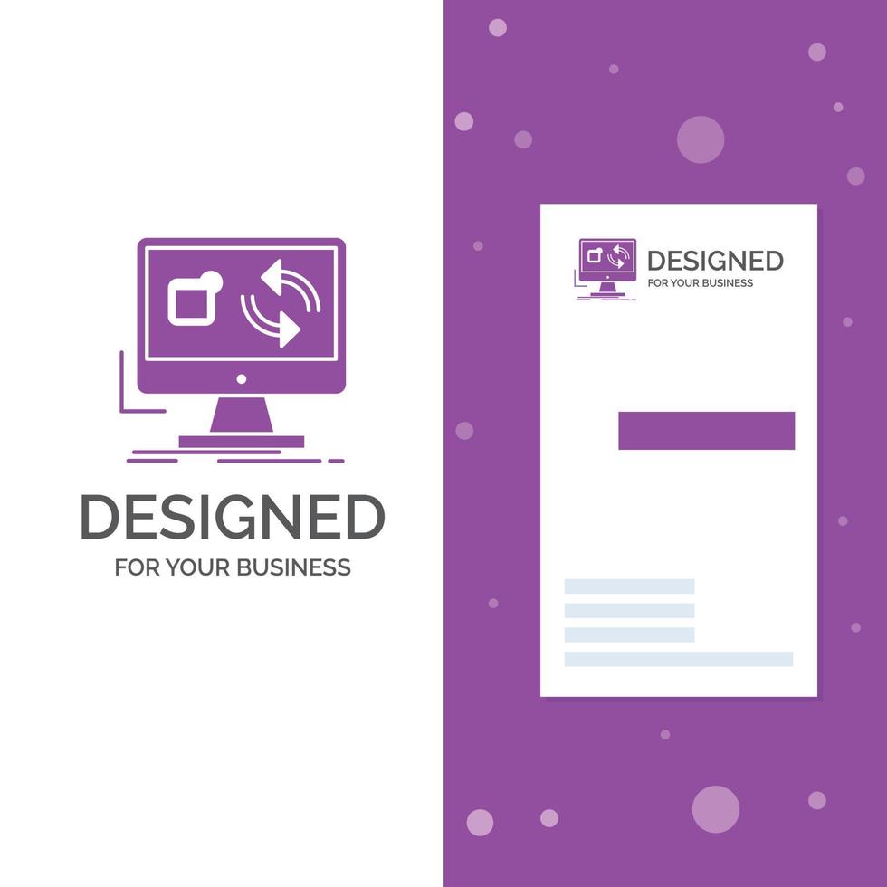 bedrijf logo voor update. app. sollicitatie. installeren. synchroniseren. verticaal Purper bedrijf .bezoeken kaart sjabloon. creatief achtergrond vector illustratie