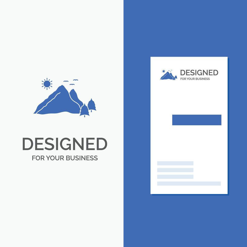 bedrijf logo voor berg. landschap. heuvel. natuur. tafereel. verticaal blauw bedrijf .bezoeken kaart sjabloon. vector