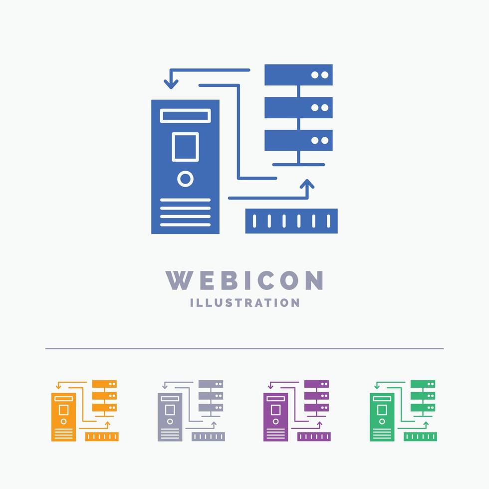 combinatie. gegevens. databank. elektronisch. informatie 5 kleur glyph web icoon sjabloon geïsoleerd Aan wit. vector illustratie