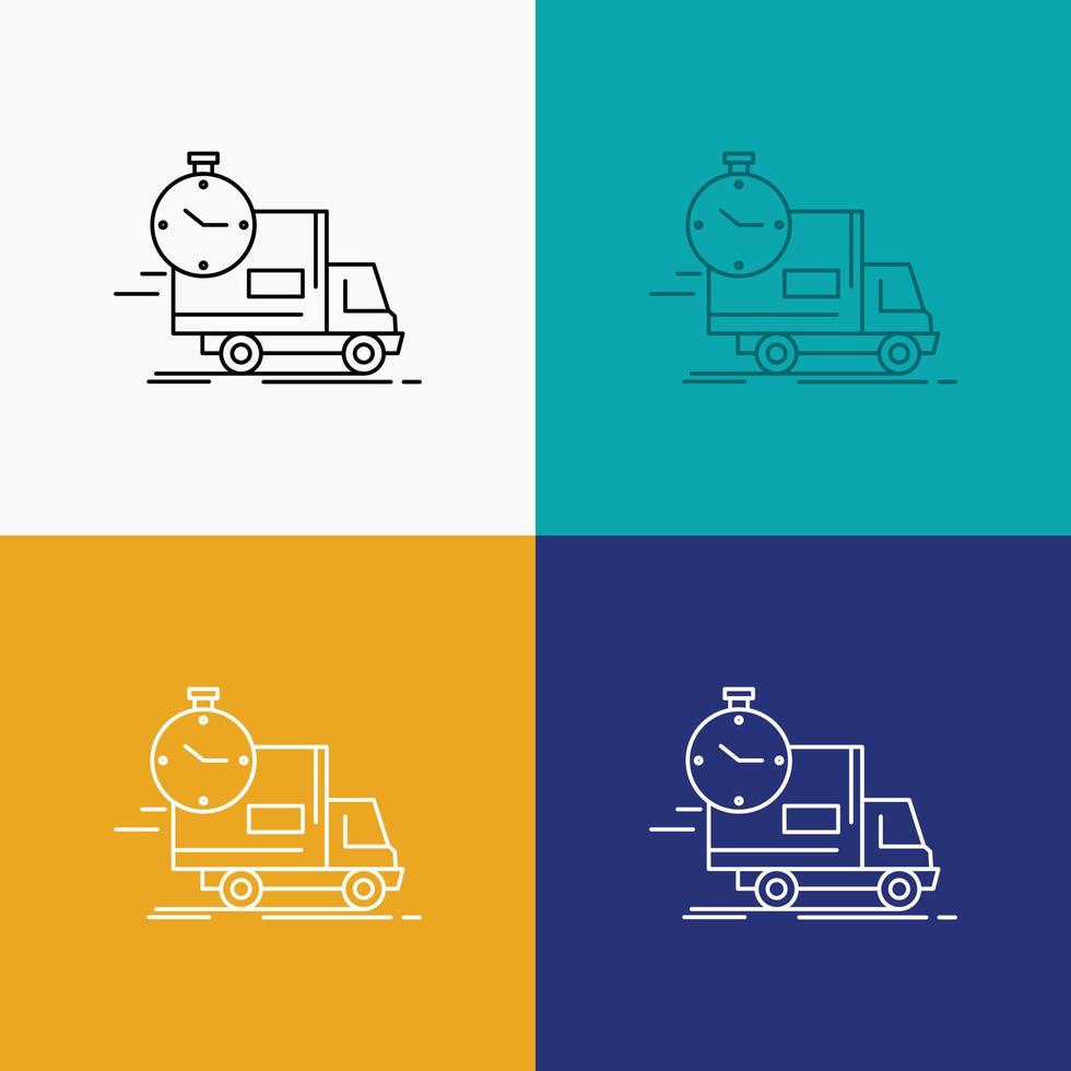 levering. tijd. Verzenden. vervoer. vrachtauto icoon over- divers achtergrond. lijn stijl ontwerp. ontworpen voor web en app. eps 10 vector illustratie