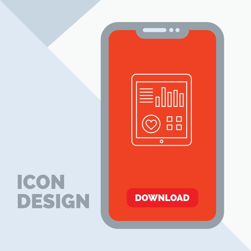 toezicht houden. Gezondheid. hart. pols. geduldig verslag doen van lijn icoon in mobiel voor downloaden bladzijde vector