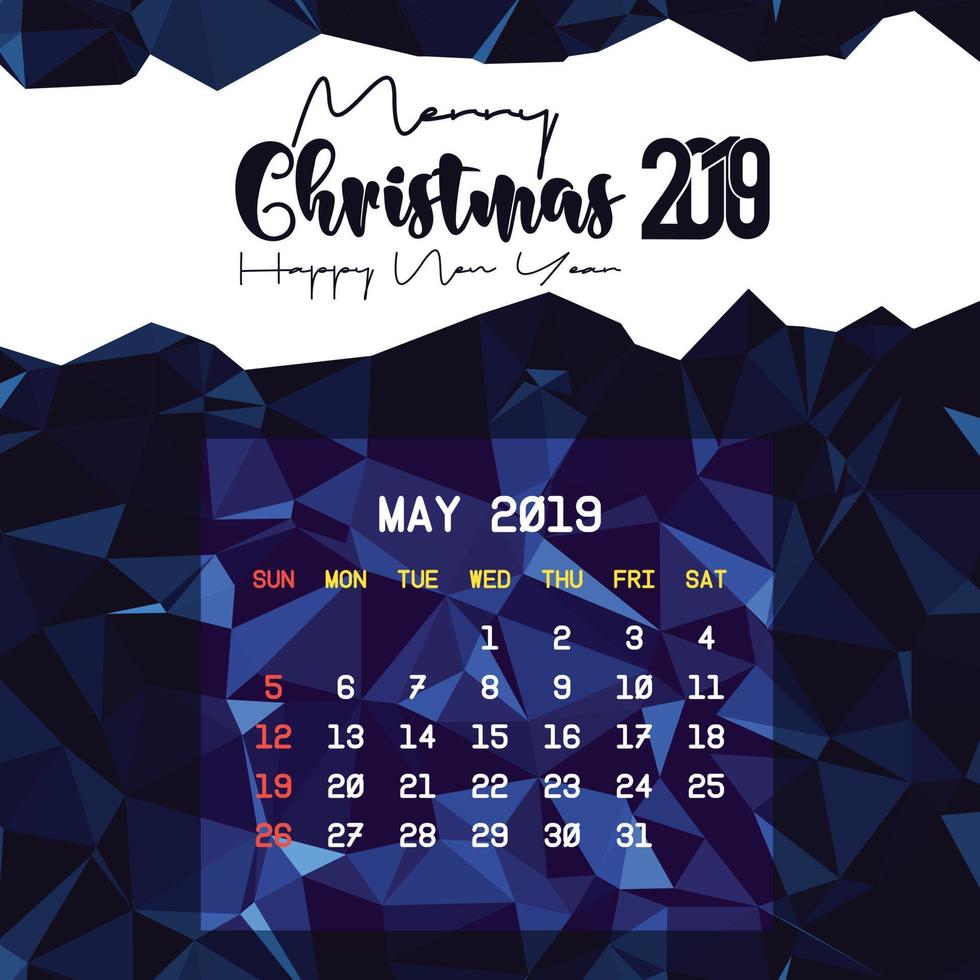 mei 2019 kalender sjabloon vector