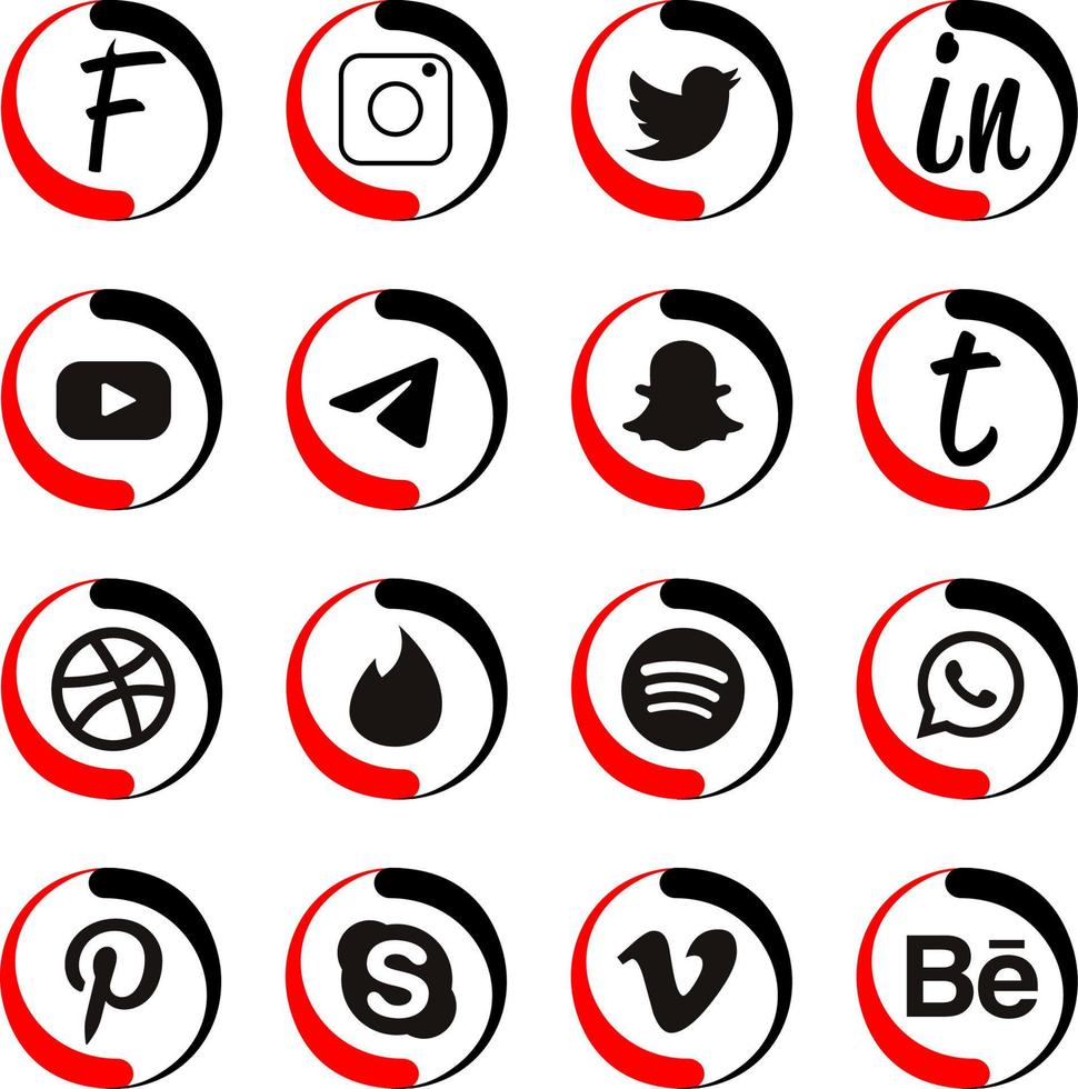 een verzameling van logos voor populair sociaal netwerken. in Chinese, Japans, Aziatisch stijl. vector