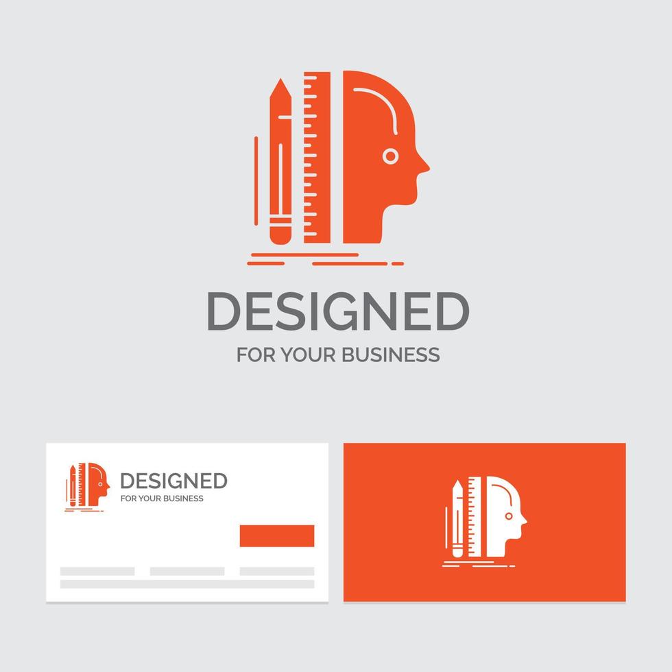 bedrijf logo sjabloon voor ontwerp. menselijk. heerser. maat. denken. oranje bezoekende kaarten met merk logo sjabloon. vector