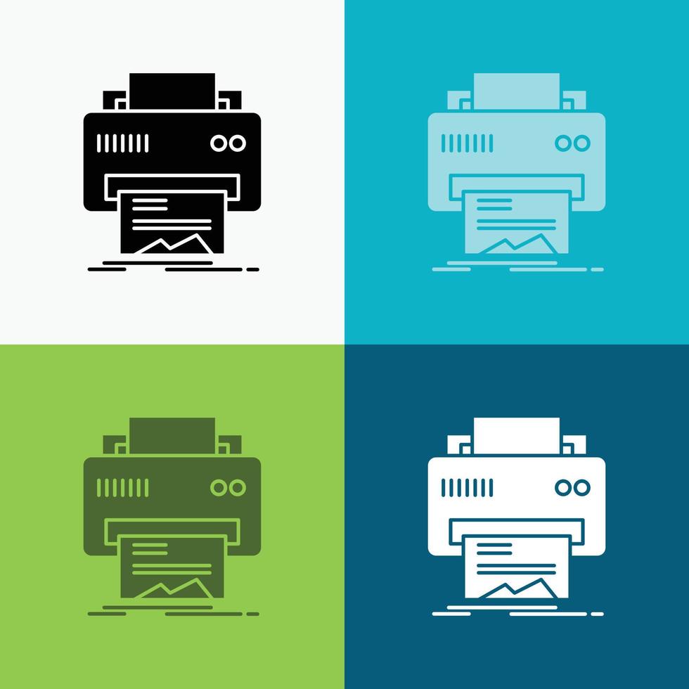 digitaal. printer. afdrukken. hardware. papier icoon over- divers achtergrond. glyph stijl ontwerp. ontworpen voor web en app. eps 10 vector illustratie