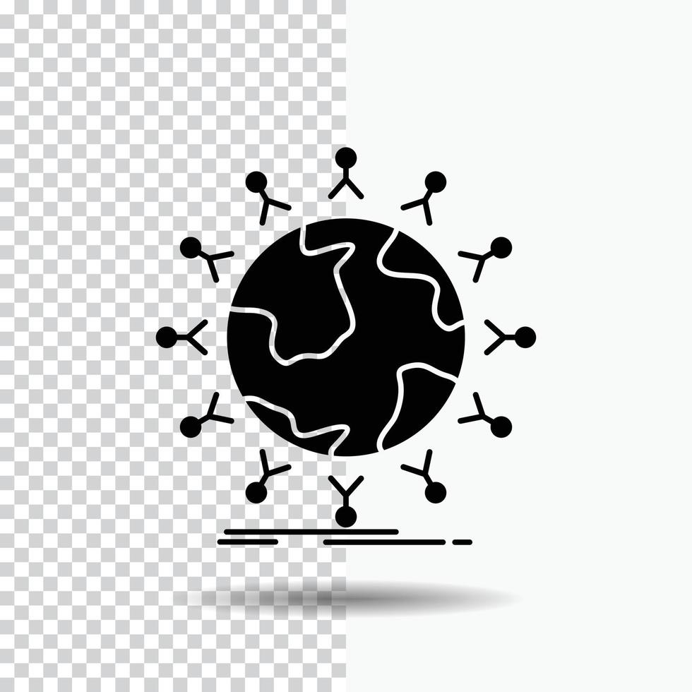 globaal. leerling. netwerk. wereldbol. kinderen glyph icoon Aan transparant achtergrond. zwart icoon vector