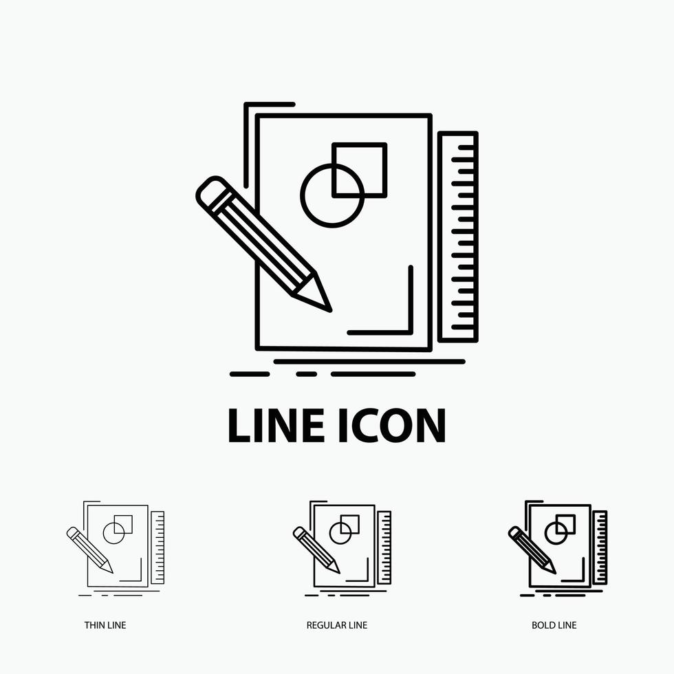 schetsen. schetsen. ontwerp. tekenen. geometrie icoon in dun. regelmatig en stoutmoedig lijn stijl. vector illustratie