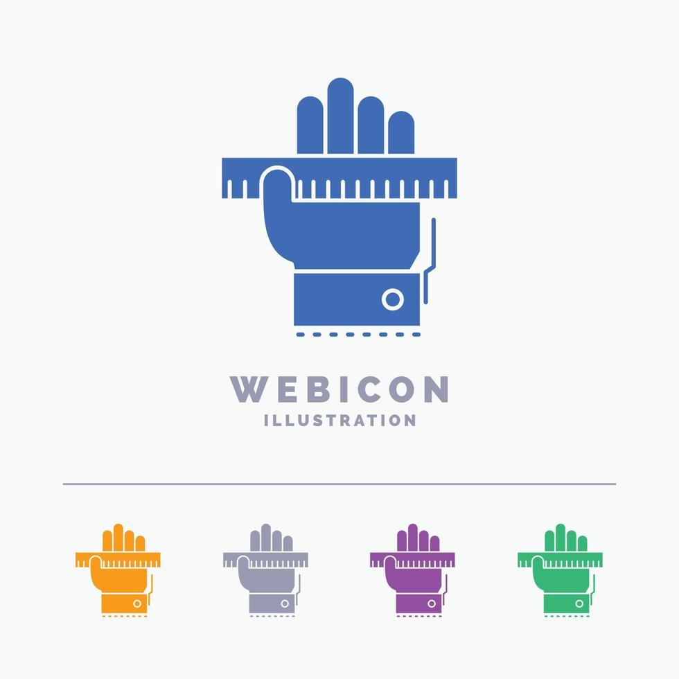 onderwijs. hand. leren. aan het leren. heerser 5 kleur glyph web icoon sjabloon geïsoleerd Aan wit. vector illustratie