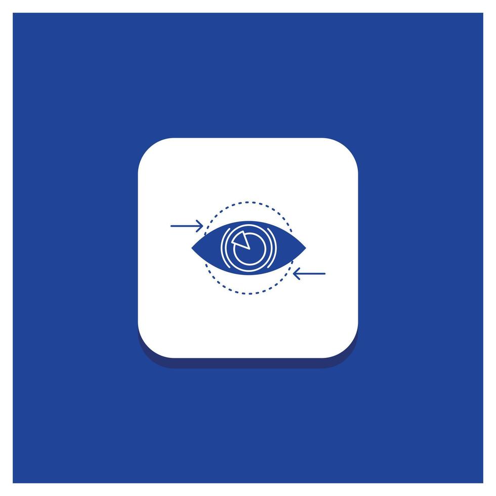 blauw ronde knop voor bedrijf. oog. marketing. visie. plan glyph icoon vector