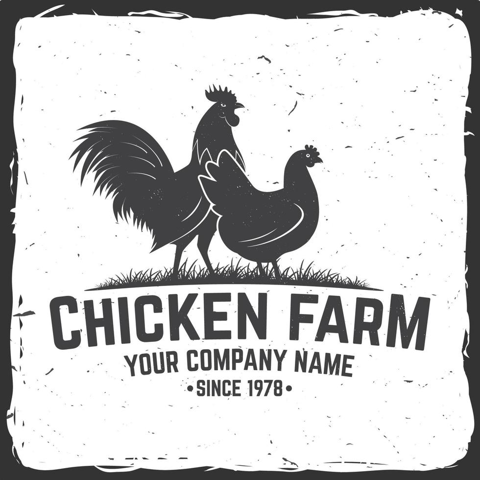 kip boerderij insigne of label. vector illustratie.